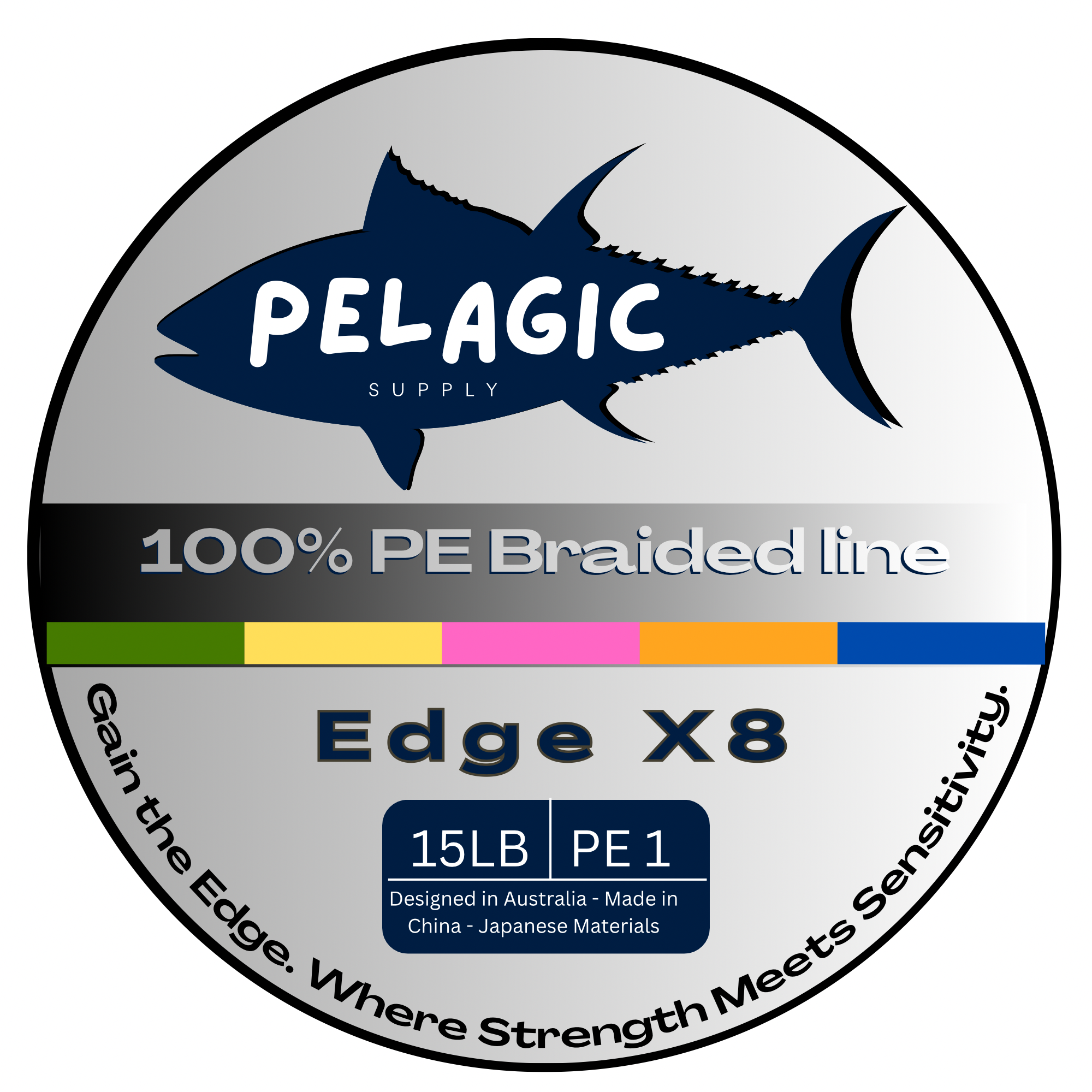 Pelagic Supply Edge X8 200m Braided Line multi coloured