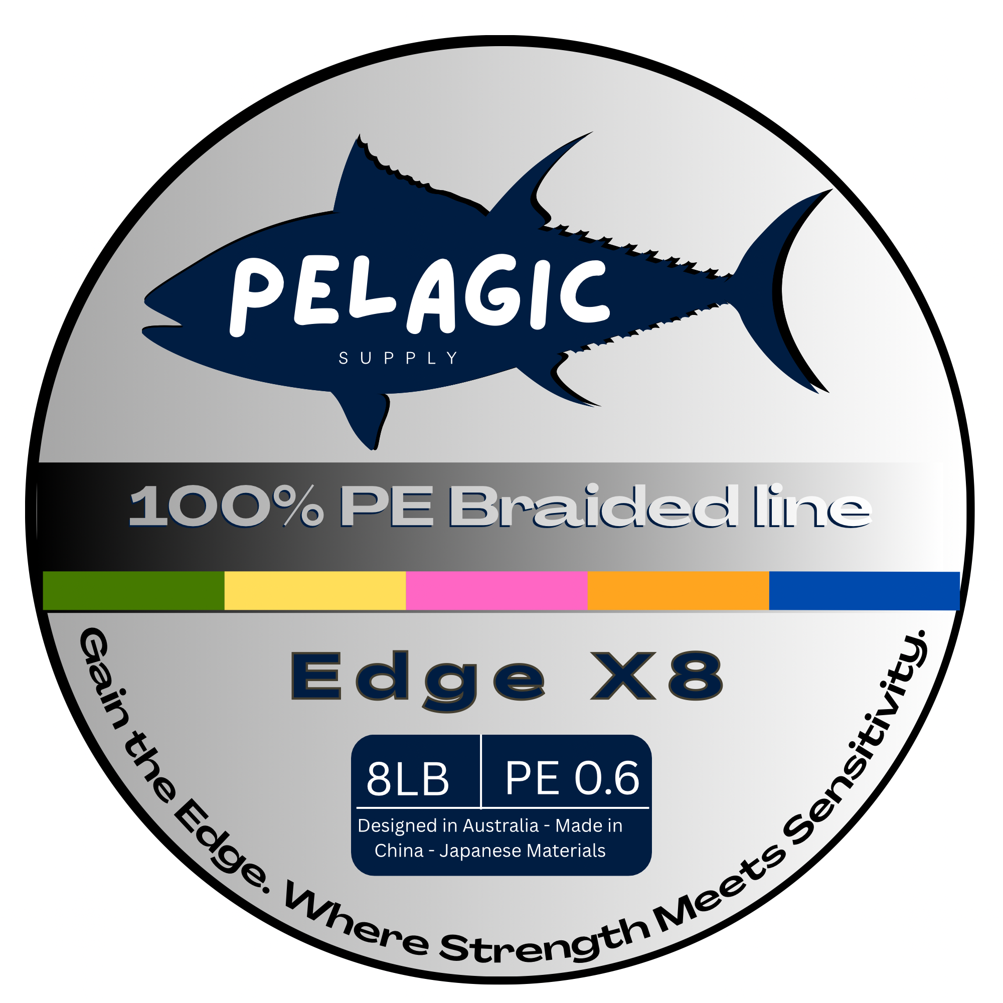 Pelagic Supply Edge X8 200m Braided Line multi coloured
