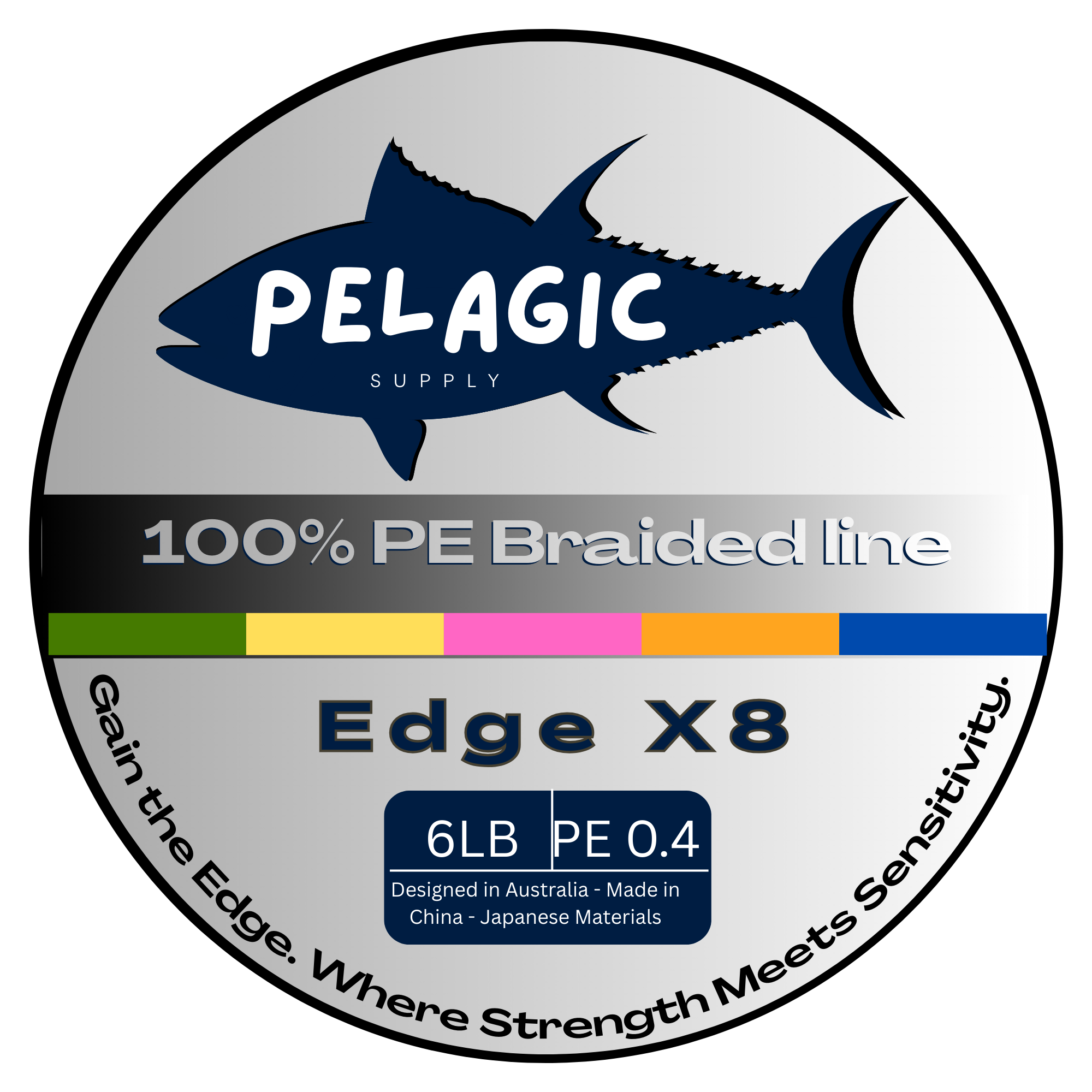 Pelagic Supply Edge X8 200m Braided Line multi coloured